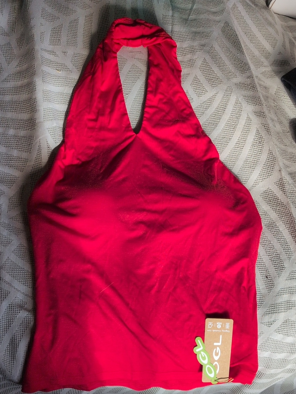 OGL Red Halter Built In Bra Tank Top Large